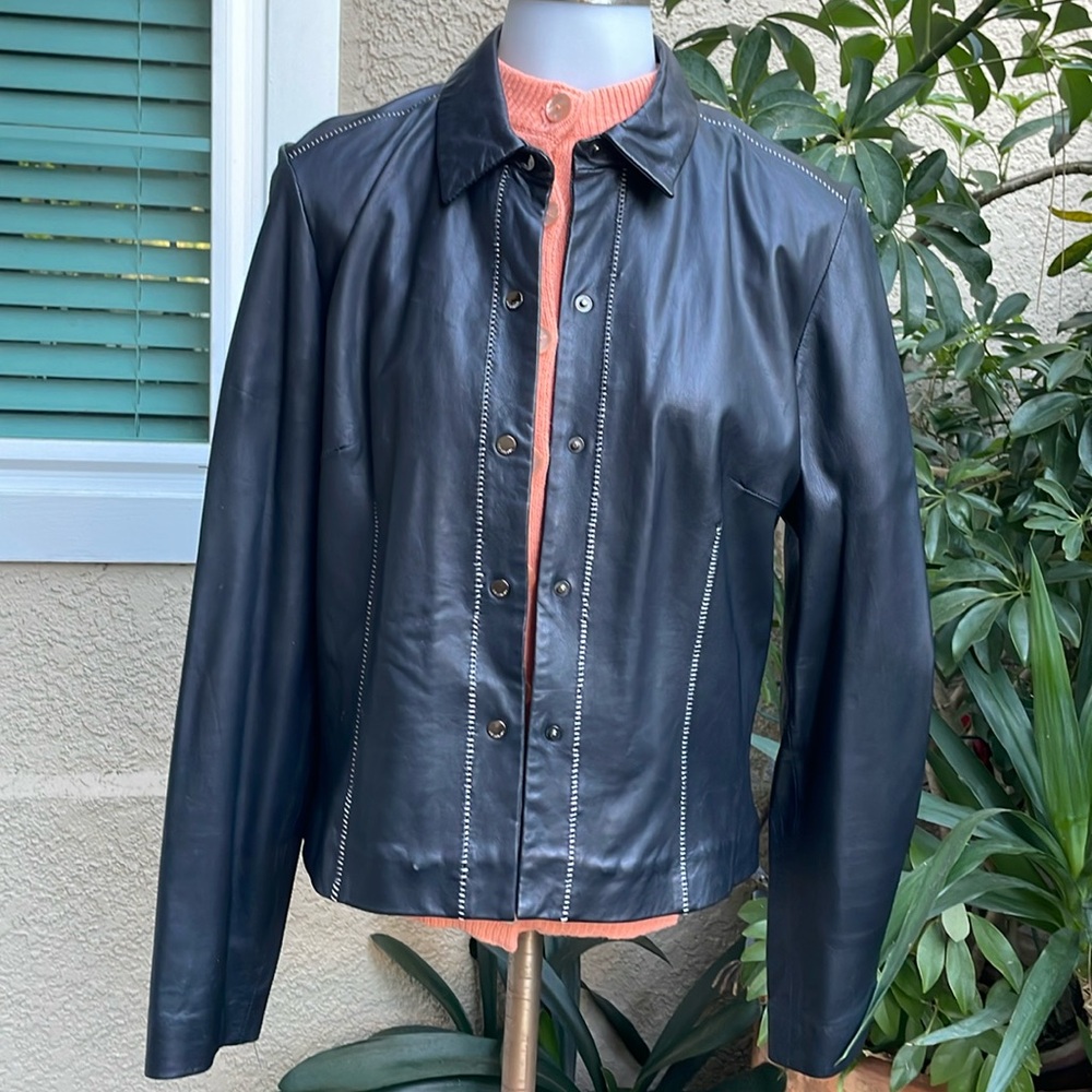 Vintage black Siena Studio leather jacket/shirt